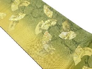 引箔地紙に草花・流水模様織出し袋帯